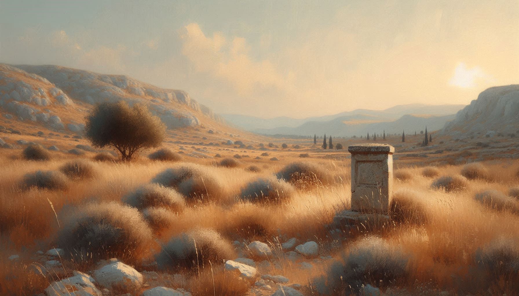 Tumba en paisaje mediterráneo